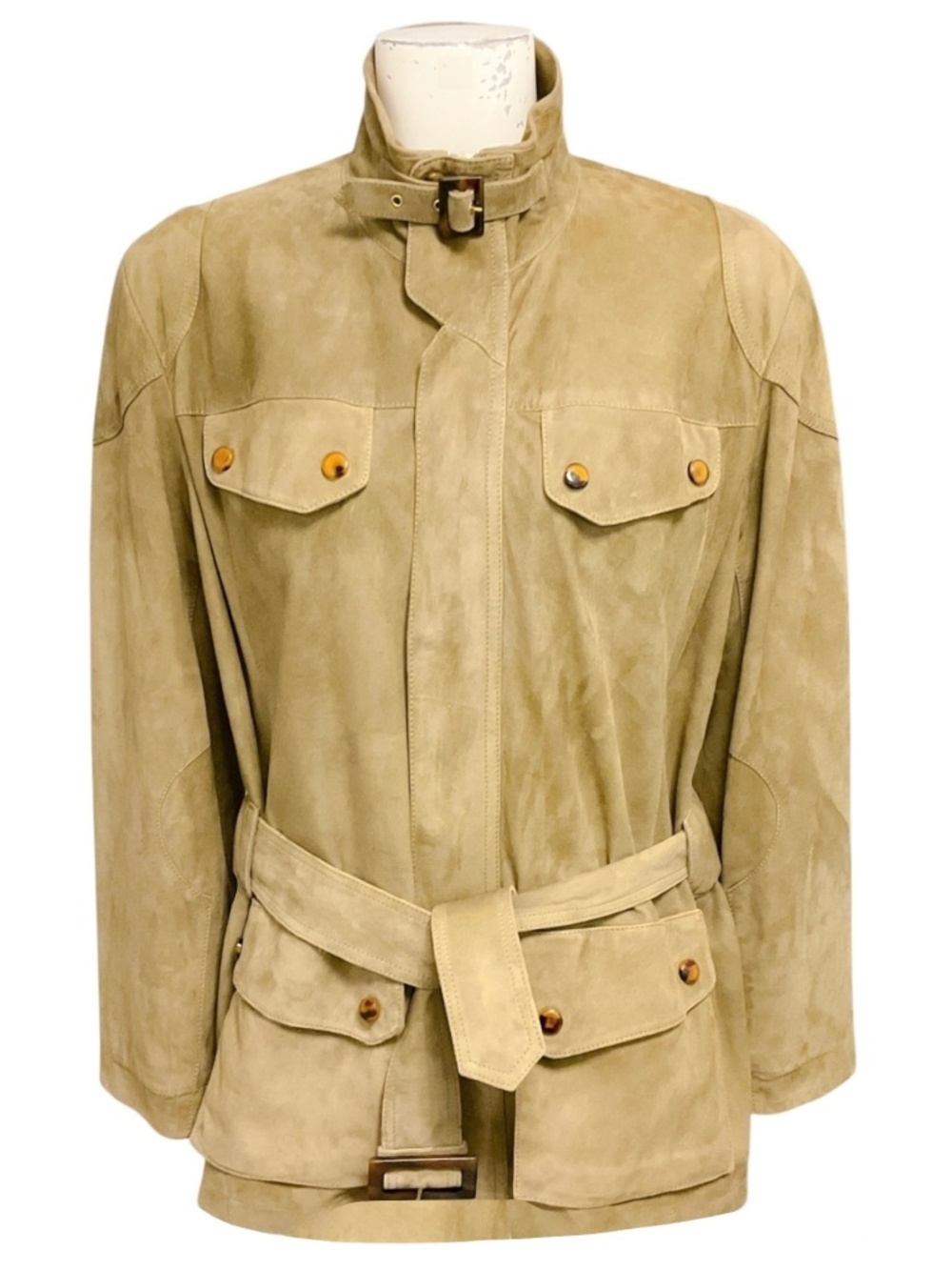 RALPH LAUREN COLLECTION TAN SUEDE SAFARI JACKET WITH BELT